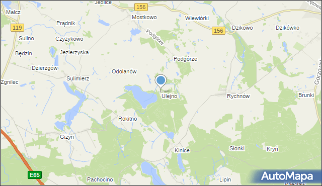 mapa Ulejno, Ulejno gmina Nowogródek Pomorski na mapie Targeo